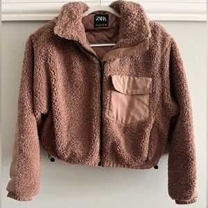 Zara Brown Teddy Bomber Jacket